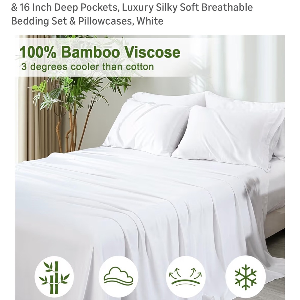 King size white sheet set. New in box.